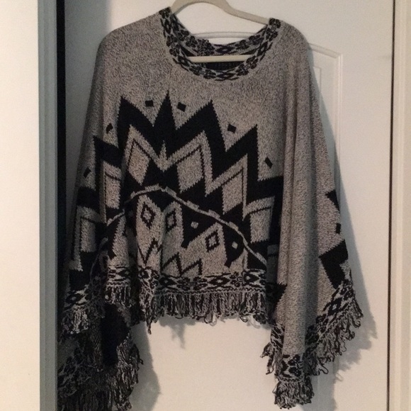 Jackets & Blazers - Black and Gray Poncho